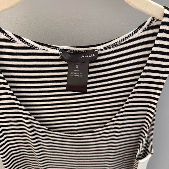 AQUA tank dress, black & cream horizontal stripe. Slim fit, perfect for summer! - Picture 4 of 5